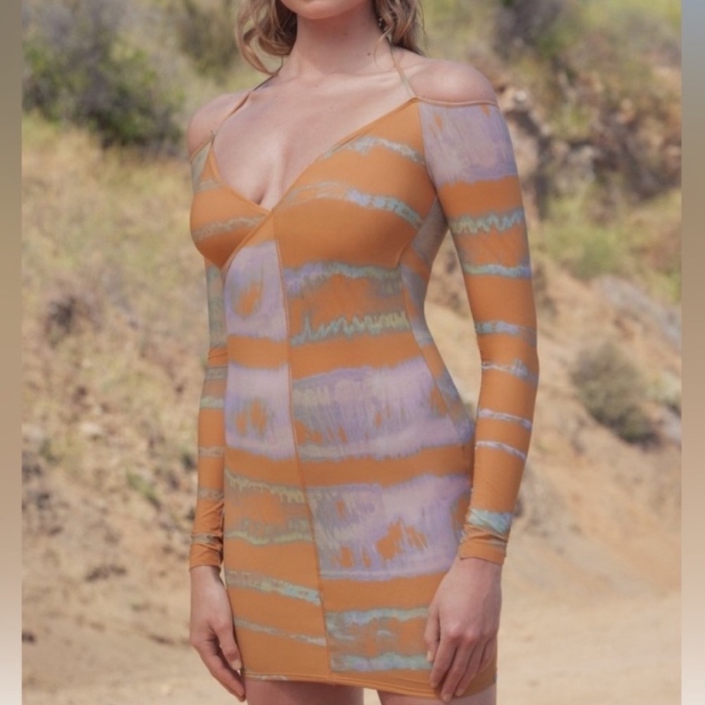 NWT • SKIMS Printed Jelly Sheer Off The Shoulder Dress